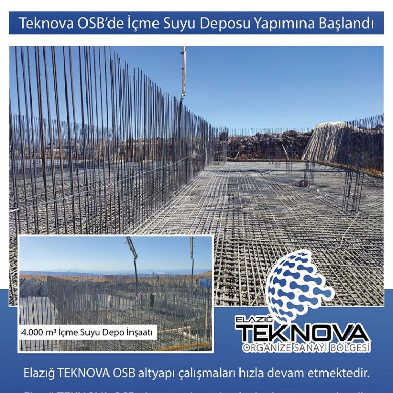 Teknova OSB’de 4000 m³’lük İçme Suyu Deposu İnşaatı Başladı.